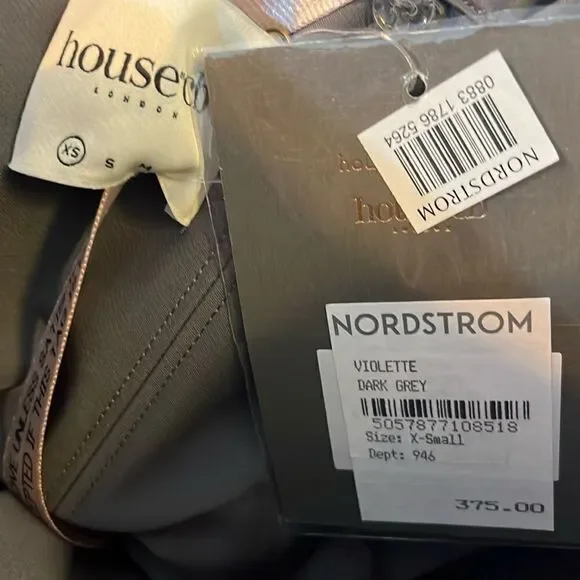 NWT House of CB 'Violette' Shadow Grey Satin Fishtail Maxi Gown XS